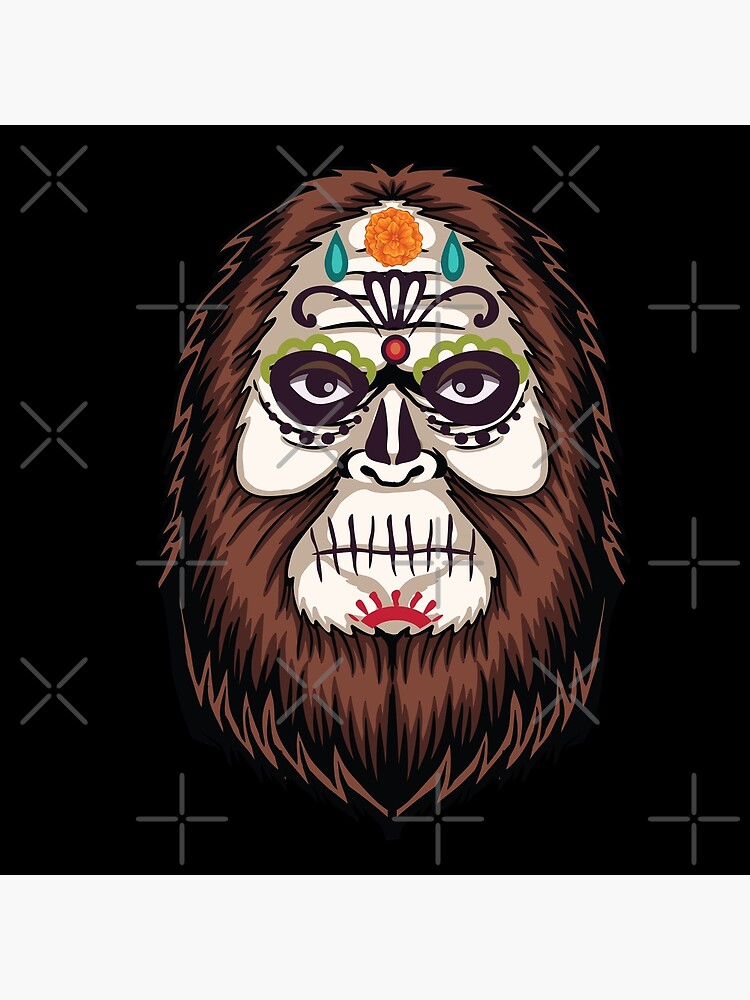 Bigfoot Sugar Skull Dia De Los Muertos Sasquatch Art Print for