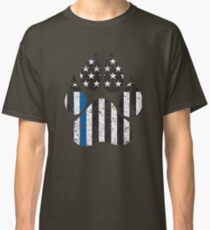 Paw Print Thin Blue Line Flag Aged Classic T-Shirt