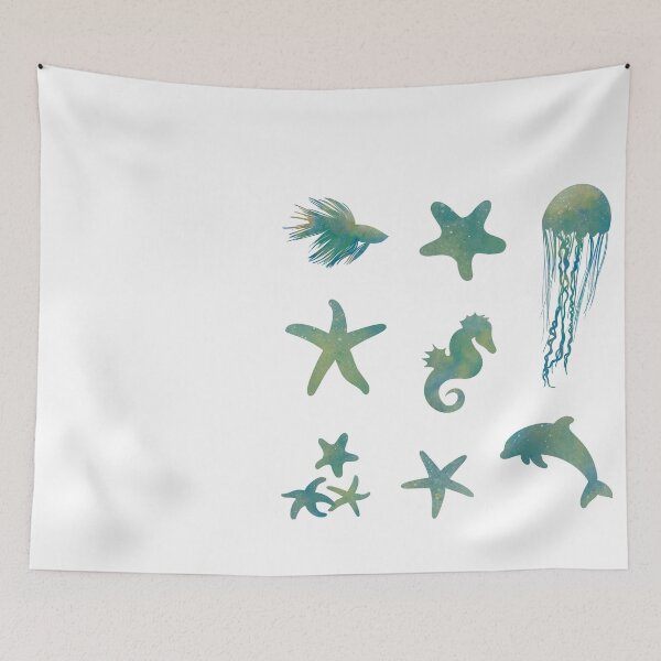 Item preview, Sea Creatures watercolor silhouette pack - blue and greens designed and sold by Krista Robertson.