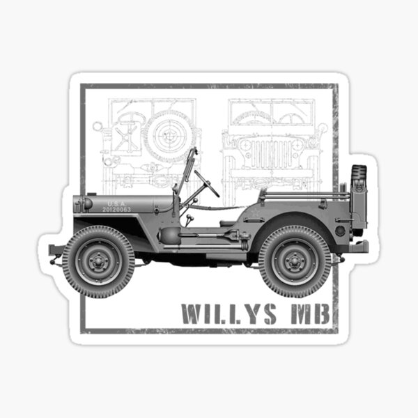 "Willys MB Vintage Off Road Classic Vehicle WW2 Long Sleeve" Sticker