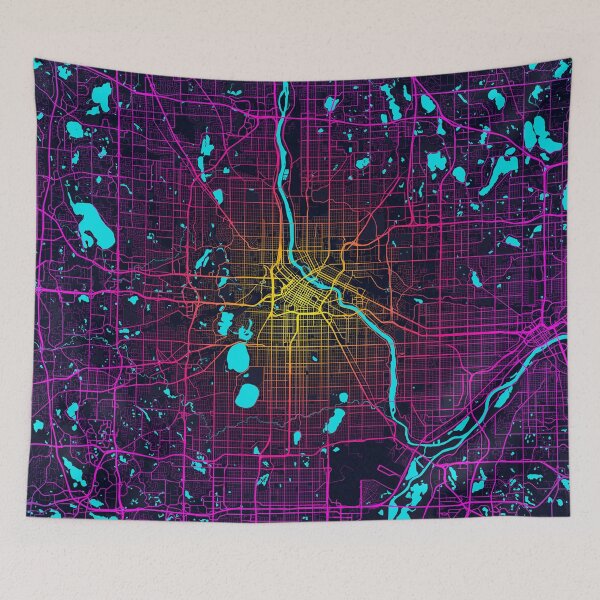 Item preview, Minneapolis City Map of Minnesota, USA - Neon designed and sold by deMAP.