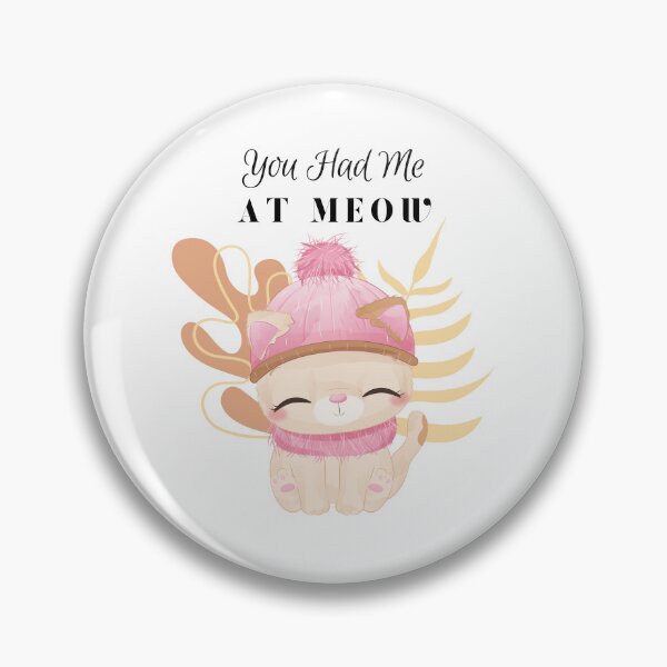Item preview, You Had Me at Meow - Pink calm cat cartoon with hat, and scarf - cat - boho pink, and brown abstract background - cartoon aesthetic - Adorable designed and sold by Mechanical-Artt.
