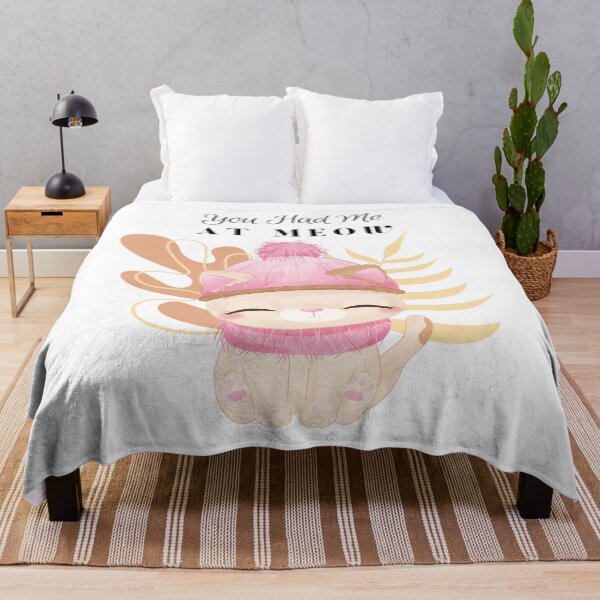 Item preview, You Had Me at Meow - Pink calm cat cartoon with hat, and scarf - cat - boho pink, and brown abstract background - cartoon aesthetic - Adorable designed and sold by Mechanical-Artt.