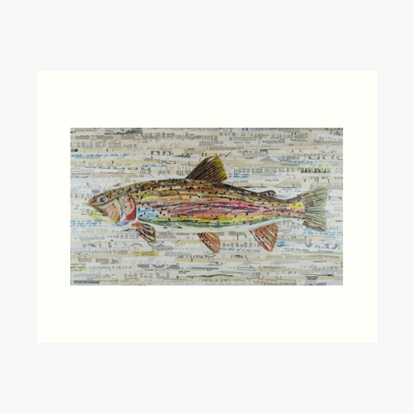 Rainbow Trout Collage by C.E. White - Fly Fishing (v2) Art Print