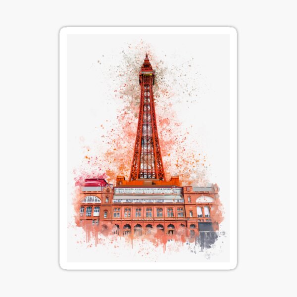 Item preview, Red, Blackpool Tower, Poster, Art, Lounge, Home, Kitchen, Colourful, Splatter Print, Decor designed and sold by Pics-squiggles.