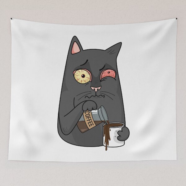 Item preview, Funny cat with coffee designed and sold by uni.