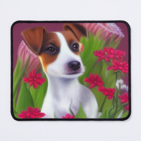 Item preview, Beautiful Jack Russel Oil Painting with flowers in background designed and sold by ManifestoDesign.