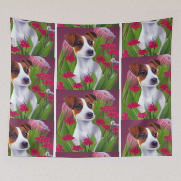 Item preview, Beautiful Jack Russel Oil Painting with flowers in background designed and sold by ManifestoDesign.