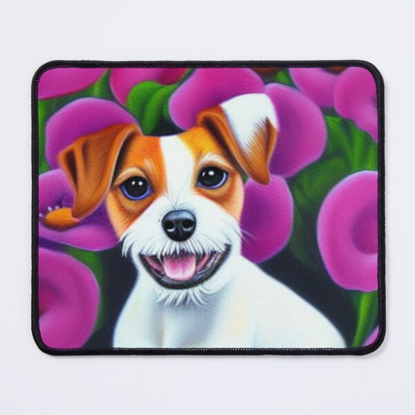 Item preview, Beautiful Jack Russel Oil Painting with flowers in background designed and sold by ManifestoDesign.