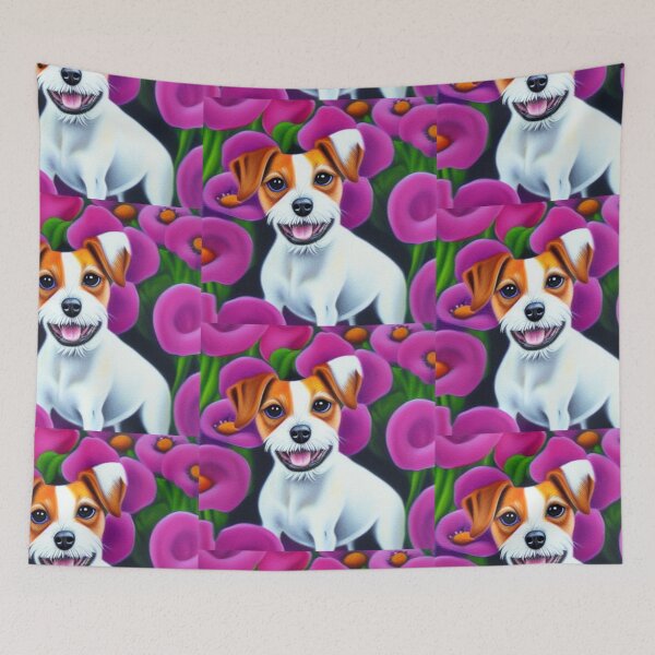 Item preview, Beautiful Jack Russel Oil Painting with flowers in background designed and sold by ManifestoDesign.