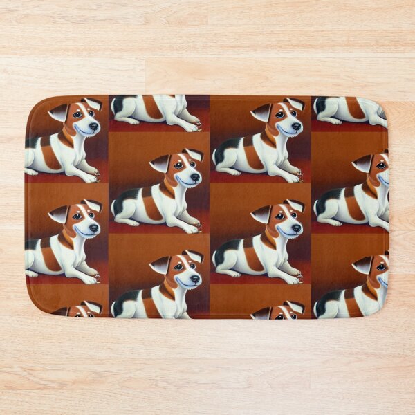 Item preview, Beautiful Jack Russel Cartoon Character Oil Painting with flowers in background designed and sold by ManifestoDesign.