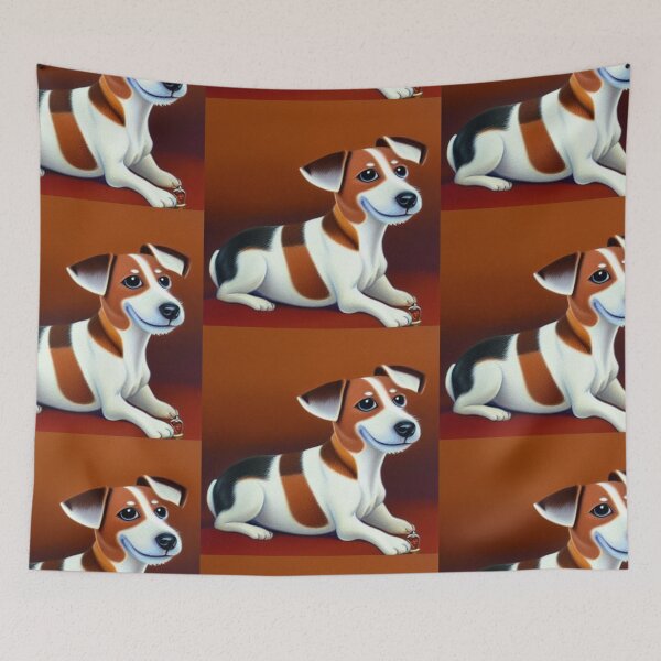 Item preview, Beautiful Jack Russel Cartoon Character Oil Painting with flowers in background designed and sold by ManifestoDesign.