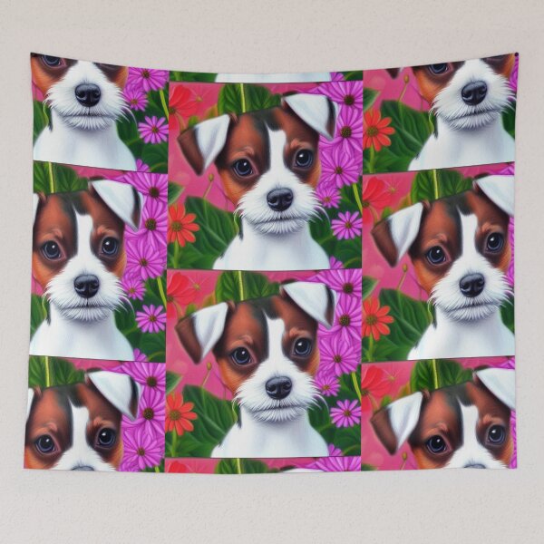 Item preview, Beautiful Jack Russel Oil Painting with flowers in background designed and sold by ManifestoDesign.