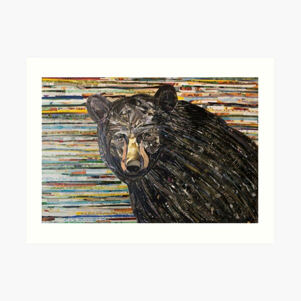 Black Bear Collage Art Unique Art Print