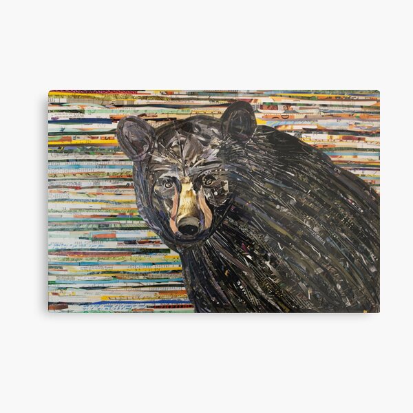 Black Bear Collage Art Unique Metal Print