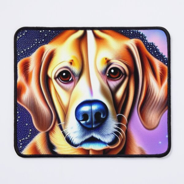 Item preview, Beautiful Gold Retriever Cartoon Character Oil Painting with flowers in background designed and sold by ManifestoDesign.