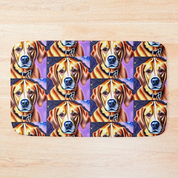 Item preview, Beautiful Gold Retriever Cartoon Character Oil Painting with flowers in background designed and sold by ManifestoDesign.