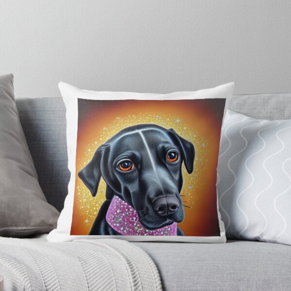 Artikelvorschau, Schönes Gold-Retriever-Zeichentrickfilm-Figur-Ölgemälde mit Blumen im Hintergrund entworfen und verkauft von ManifestoDesign.