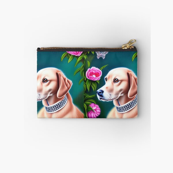 Item preview, Beautiful Gold Retriever Cartoon Character Oil Painting with flowers in background designed and sold by ManifestoDesign.
