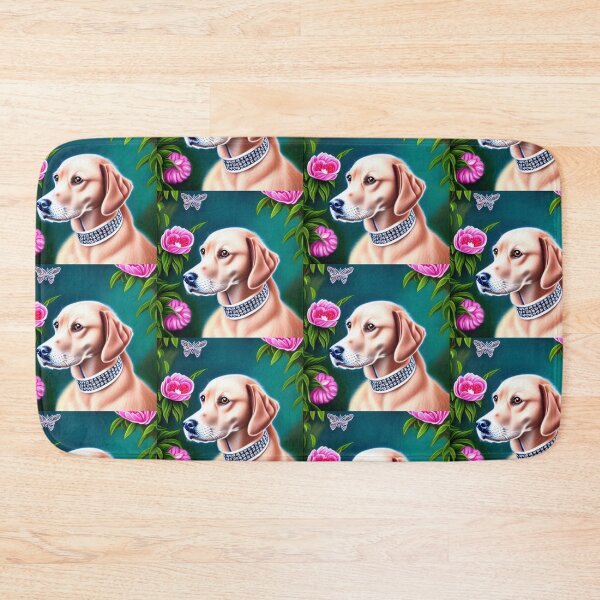 Item preview, Beautiful Gold Retriever Cartoon Character Oil Painting with flowers in background designed and sold by ManifestoDesign.