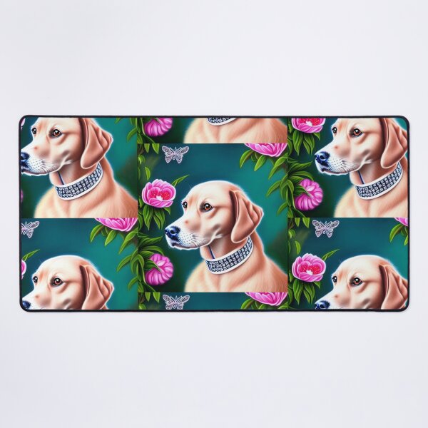 Item preview, Beautiful Gold Retriever Cartoon Character Oil Painting with flowers in background designed and sold by ManifestoDesign.