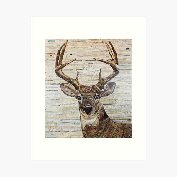 Whitetail Deer /Buck Collage by C.E. White Art Print