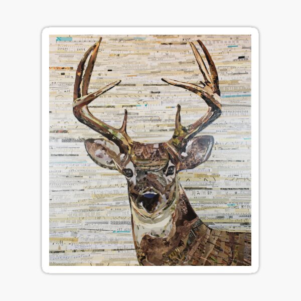 Whitetail Deer /Buck Collage by C.E. White Sticker