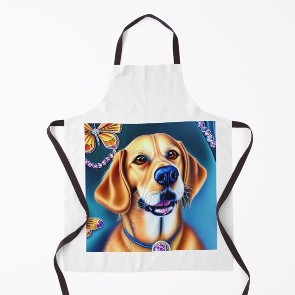 Item preview, Beautiful Gold Retriever Cartoon Character Oil Painting with flowers in background designed and sold by ManifestoDesign.