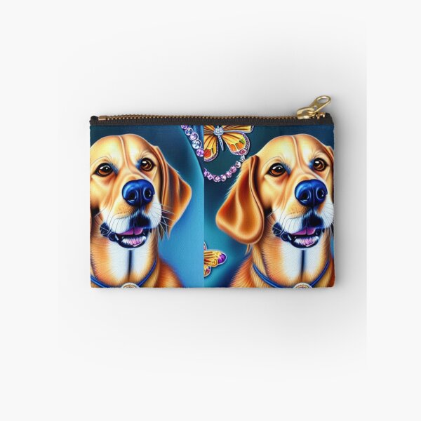 Item preview, Beautiful Gold Retriever Cartoon Character Oil Painting with flowers in background designed and sold by ManifestoDesign.