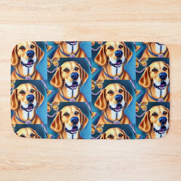 Item preview, Beautiful Gold Retriever Cartoon Character Oil Painting with flowers in background designed and sold by ManifestoDesign.