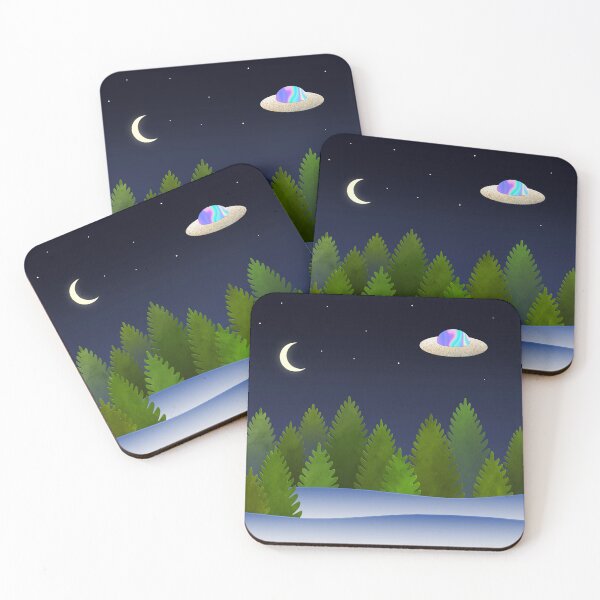 Item preview, Night In A Pine Forest with UFO designed and sold by ce-horvath.