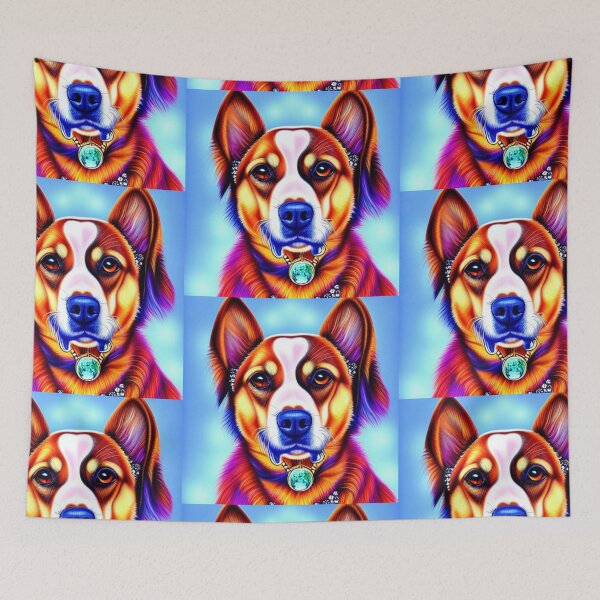 Item preview,  Beautiful Gold Retriever Cartoon Character Oil Painting with flowers in background designed and sold by ManifestoDesign.