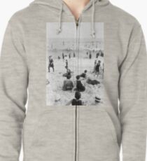 Long Beach California Vintage Photo, 1920s Zipped Hoodie