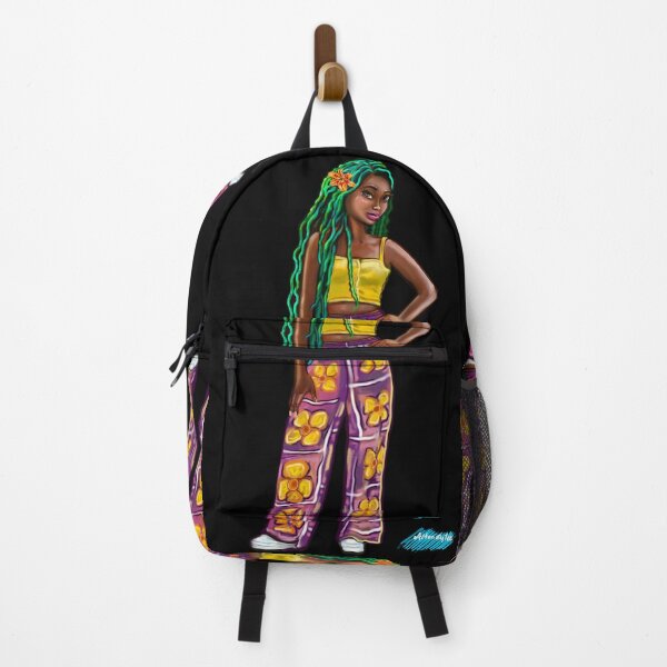 Item preview, Cool edgy girl wearing bright flowery outfit 2with green dread locks and camera phone- watching you watching me designed and sold by Artonmytee.