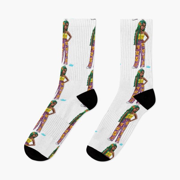 Item preview, Cool edgy girl wearing bright flowery outfit 2with green dread locks and camera phone- watching you watching me designed and sold by Artonmytee.