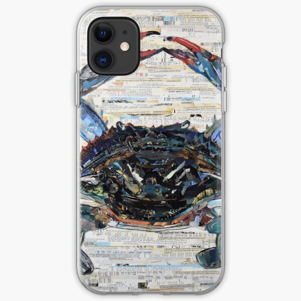 Blue Crab Collage Art iPhone Soft Case