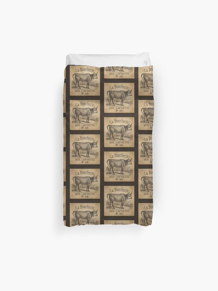 Cow French Advertisement Burlap Duvet Cover By Marceejean Redbubble