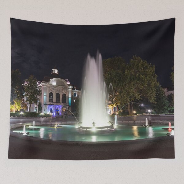 Item preview, Illuminated Pelican Fountain - Plovdiv Bulgaria Night Magic designed and sold by Georgia Mizuleva.