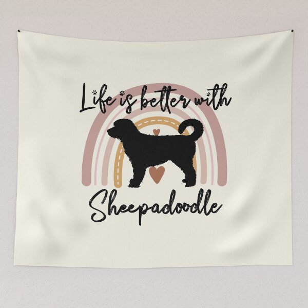 Item preview, Sheepadoodle Dog Rainbow Aesthetic Boho designed and sold by rafaeltto.