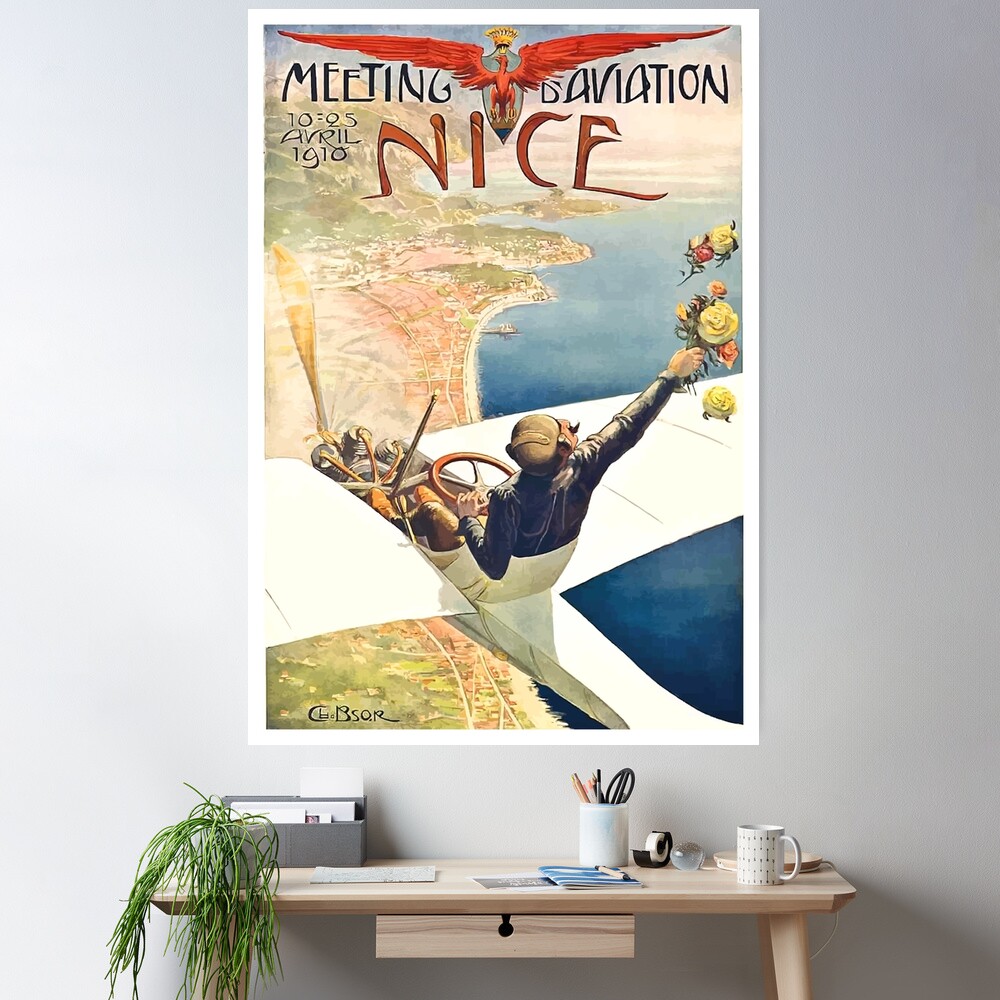 1910 Meeting d'Aviation Nice France Advertising Poster