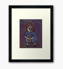 A spooky child with a spooky doll Framed Print
