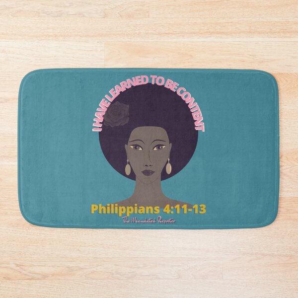 Item preview, I Have Learned to be Content KJV - Warm Aqua designed and sold by TheReporter1.