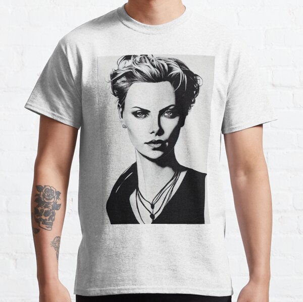 Charlize Theron Portrait, Celebrity Actress Classic T-Shirt