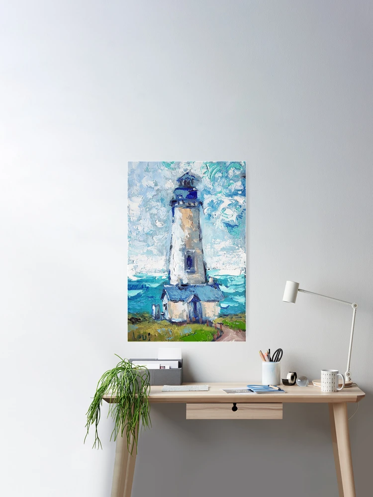 Blue And White Easel Lighthouse Flower Shop