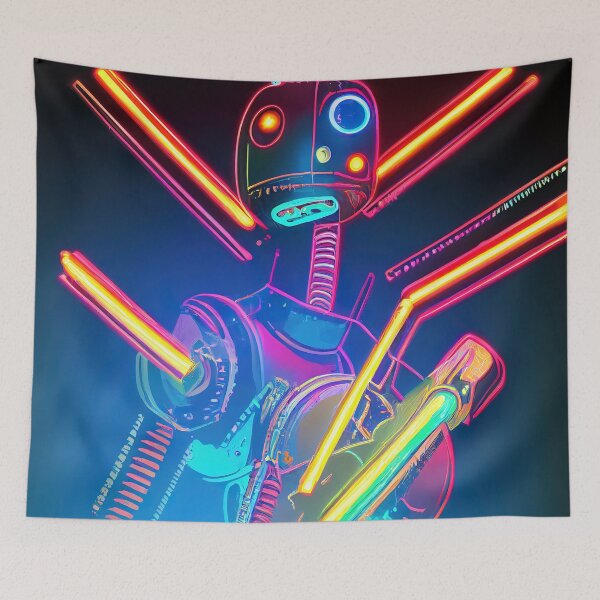 Item preview, Robot Halloween Neon designed and sold by ComicsFactory.