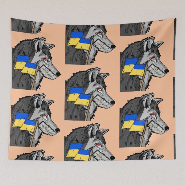 Item preview, Black & Grey Pray for Ukraine RareWolf - Tears  designed and sold by Twaingrant.
