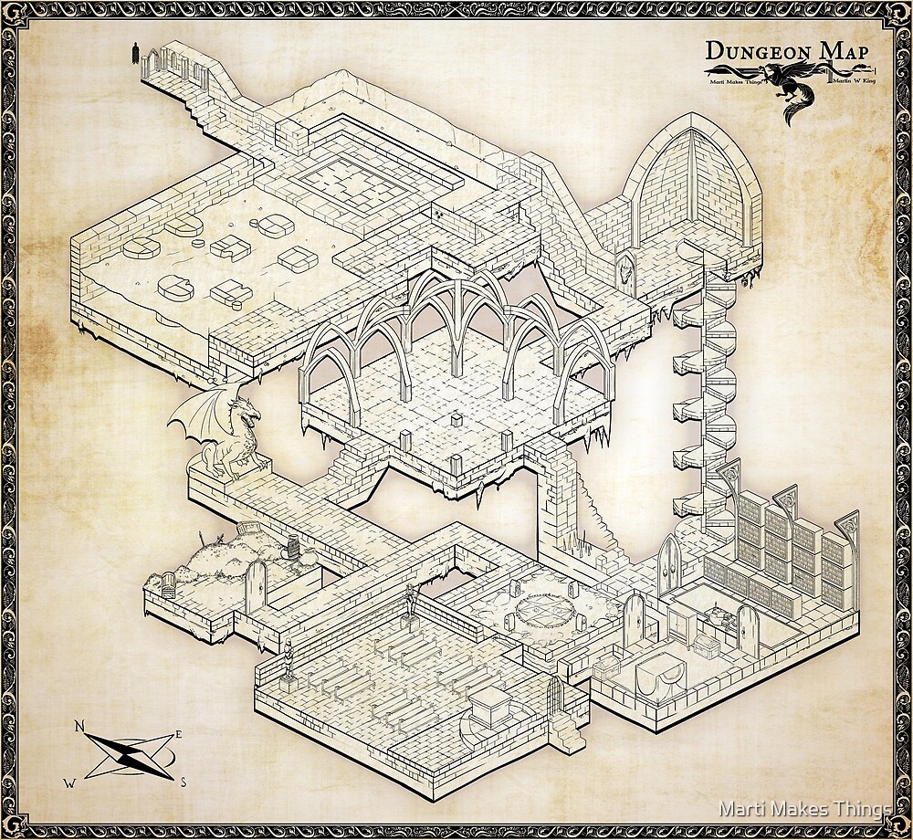 isometric dungeon map by marti makes things redbubble