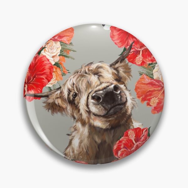 Item preview, Highland Cow in Vintage Hibiscus Garden designed and sold by bignosework.