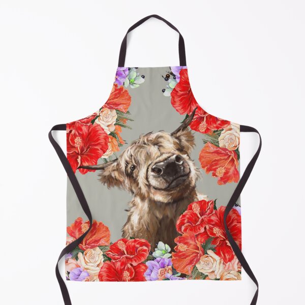 Item preview, Highland Cow in Vintage Hibiscus Garden designed and sold by bignosework.