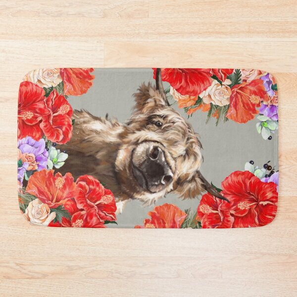 Item preview, Highland Cow in Vintage Hibiscus Garden designed and sold by bignosework.